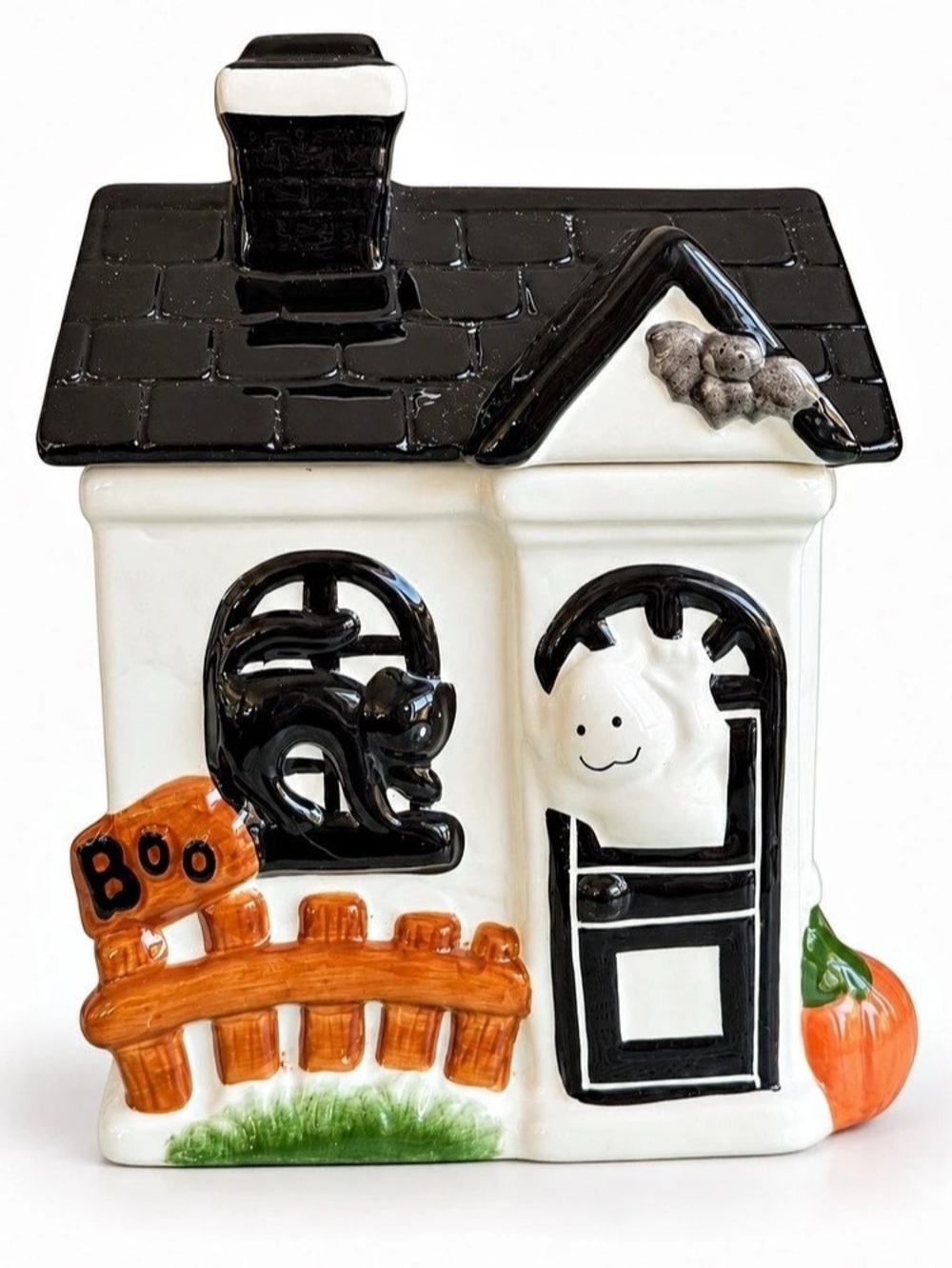 King May Halloween Haunted House Cookie Jar 9” – Damaged Inner Lid Rim